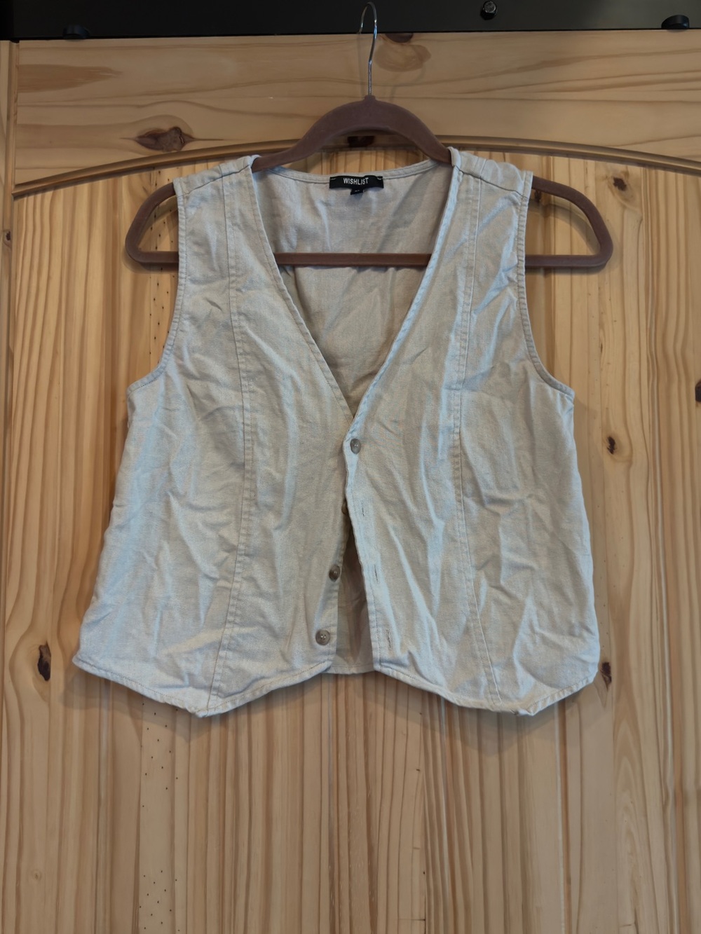 Wishlist Cream Button-Front Cotton Vest